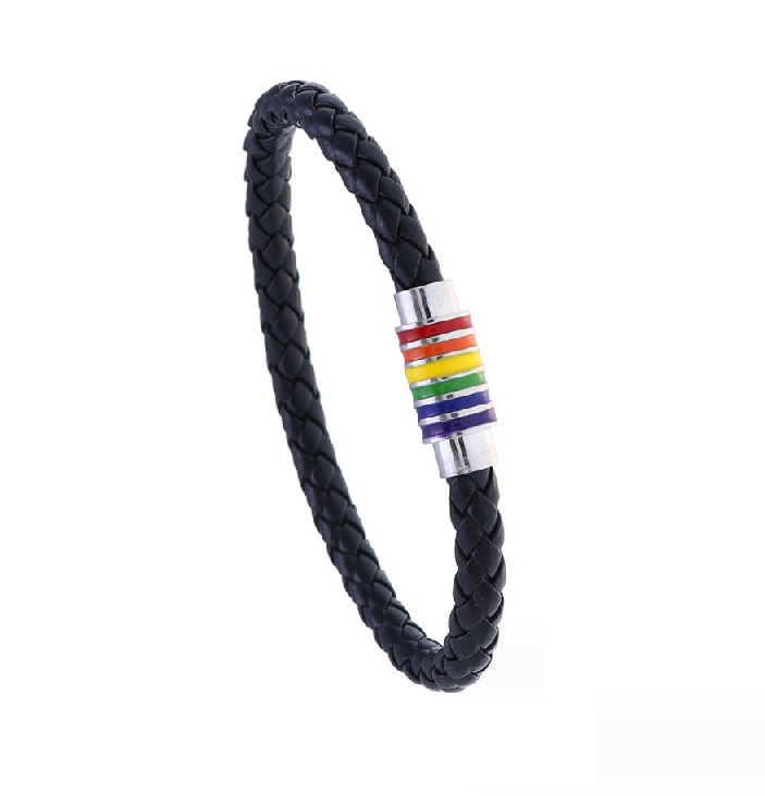 Rainbow PU Leather Bracelet For Men